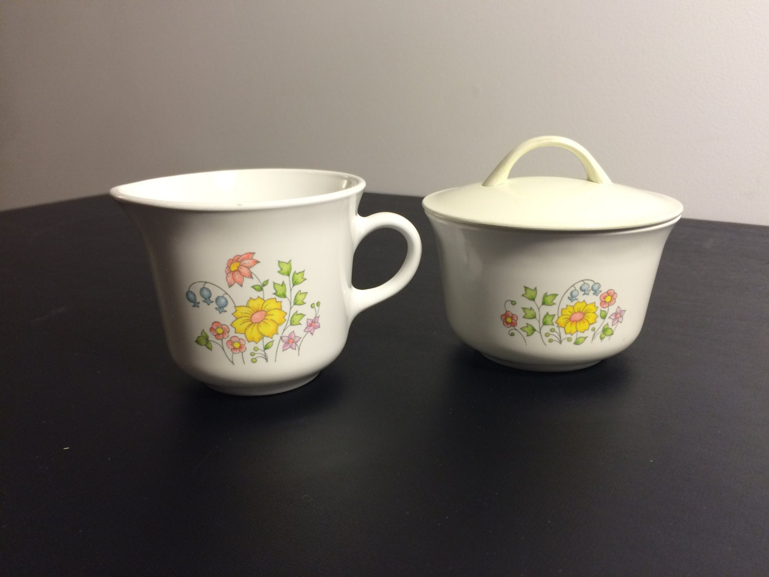 Corelle Meadow Sugar Bowl & Creamer Set by GoshenGals on Etsy