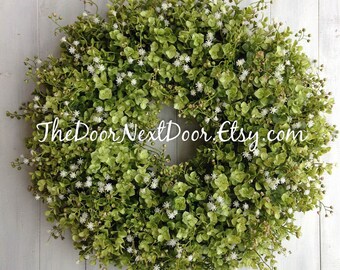 Eucalyptus Wreath - Babys Breath Wreath - Farmhouse Wreath - Front Door Decor - Year Round Wreath - Summer Door Wreaths