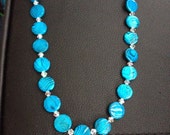 Blue Shell and Crackle Beads necklace