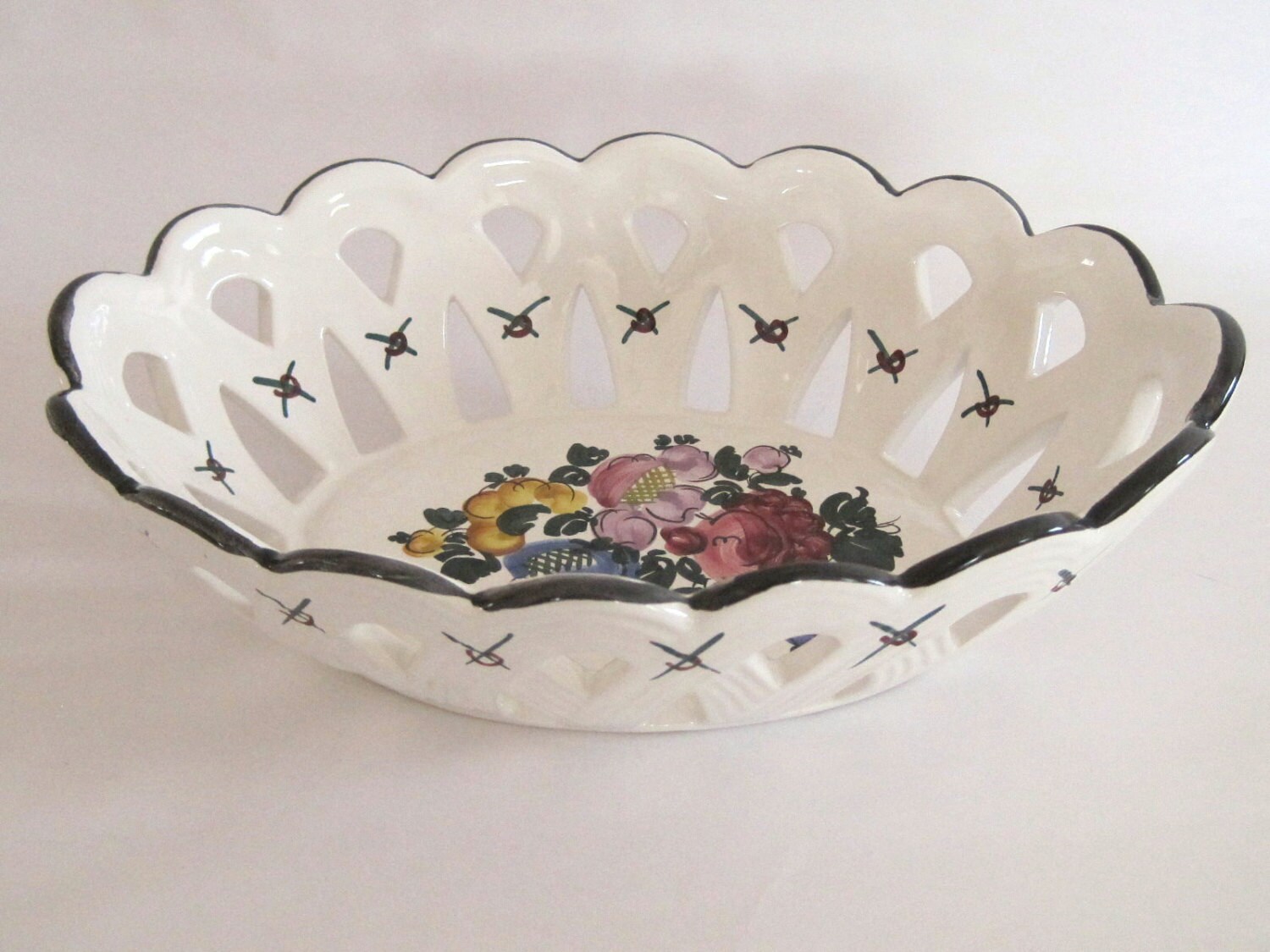 Vintage Ceramic Bread Basket Fruit Bowl Gmundner by NostalgicFair