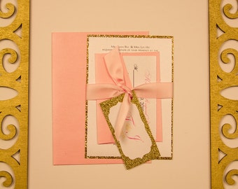 Pink & Gold Glitter Invitation w/ RSVP card