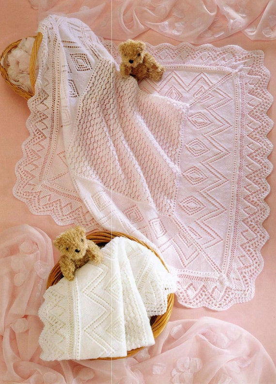 Knit Baby 3 and 4 ply Shawls Vintage Knitting by VintagePatternPDF