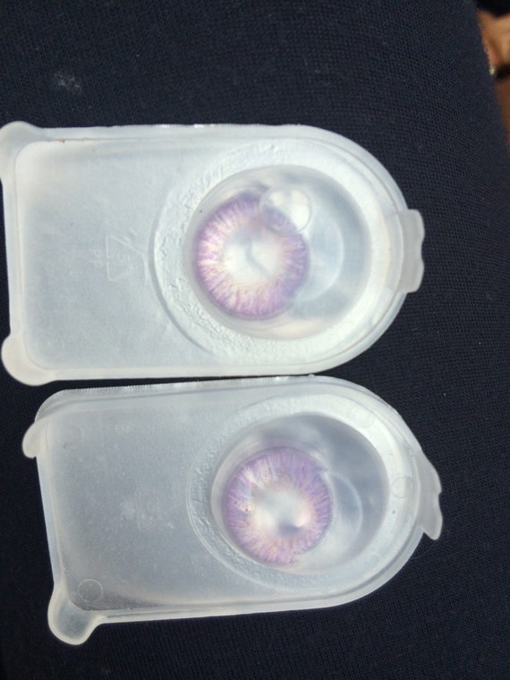 Colored contacts, non prescription purple, blue, green, gray and hazel.