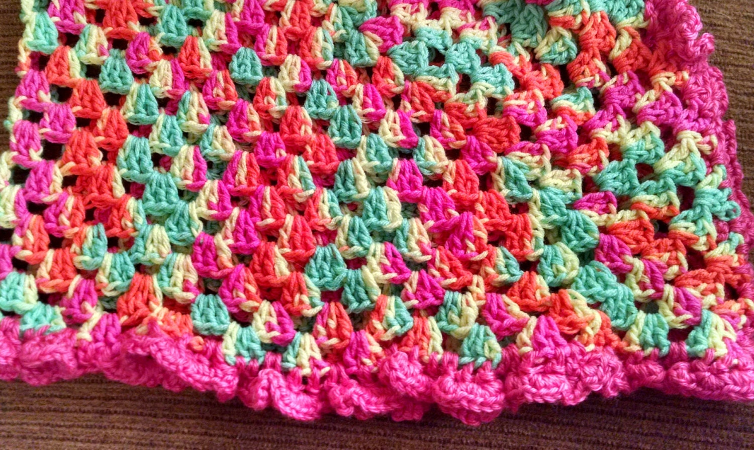 Rainbow Neon Baby Blanket/Crocheted Granny Square Baby Blanket