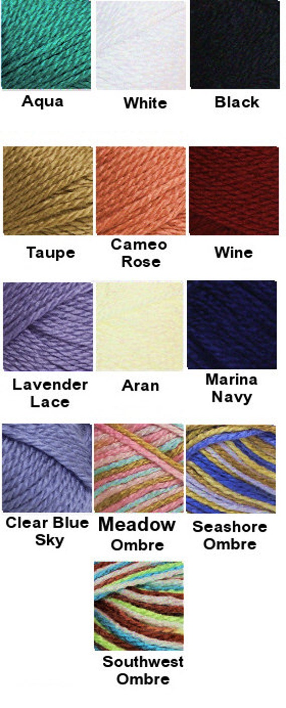 Yarn Bernat Satin Sport Wine Black Clear Blue Sky or