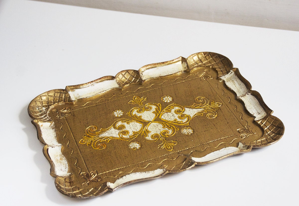 Vintage Florentine tray Italian Tray Vintage Tray Bohemian tray Small