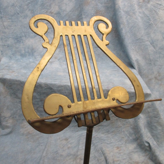 Ornate Brass Lyre Sheet Music Stand Art Deco Adjustable