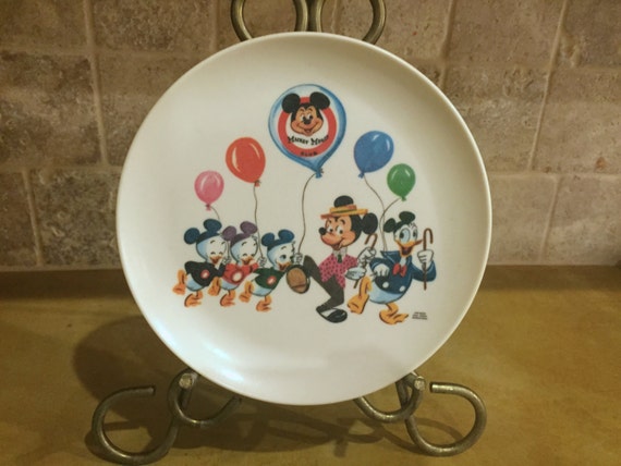 Vintage Mickey Mouse Plate by Walt Disney Productions by kelandmel