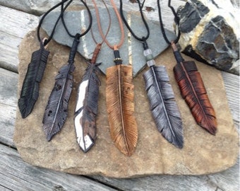 Leather Feather necklace