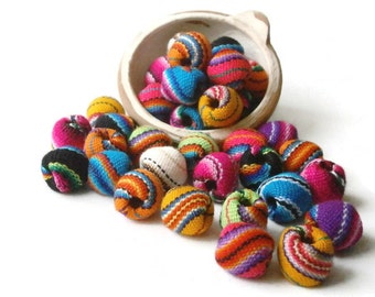 boho beads, jewelry making, barrel fabric beads, handmade beads, tribal beads 20 x 21 mm LOT OF 20