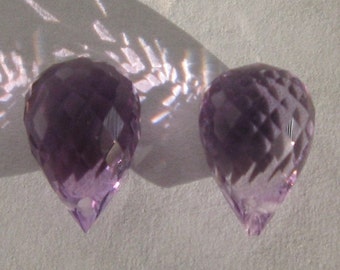 Natural violet amethyst drilled faceted 9x6 mm 1 pair