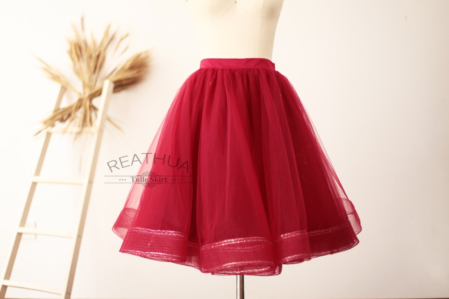 Red Burgundy Horsehair Tulle Skirt/Short Women by reathua on Etsy