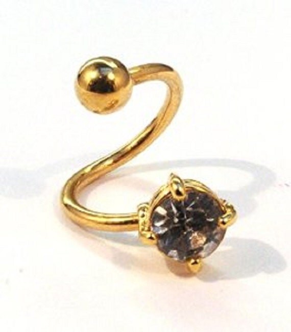 14g 24k Gold Plated Surgical Steel 316l Spiral Bar 16mm Diameter with