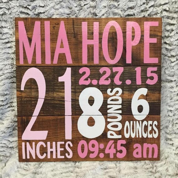 Birth Announcement Sign//Custom Wood Decor//Rustic by JDRwoodworks