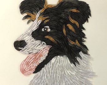 Quilled wall art, paper wall art, paper quilling, quilling , quilled dog