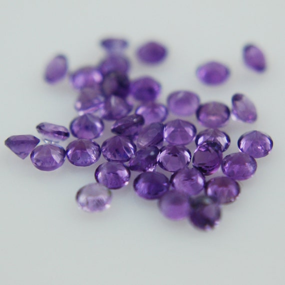 Genuine Natural Loose Amethyst Semi Precious Gemstones 2mm