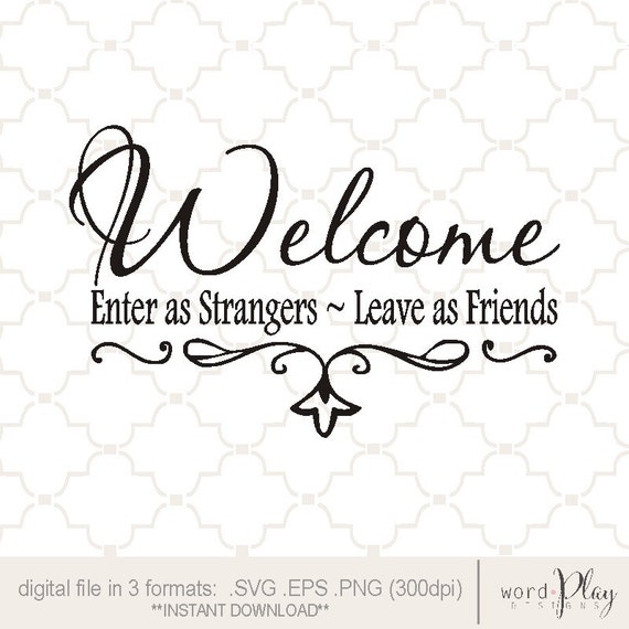Download SVG Welcome friends entry greeting sign PNG EPS digital