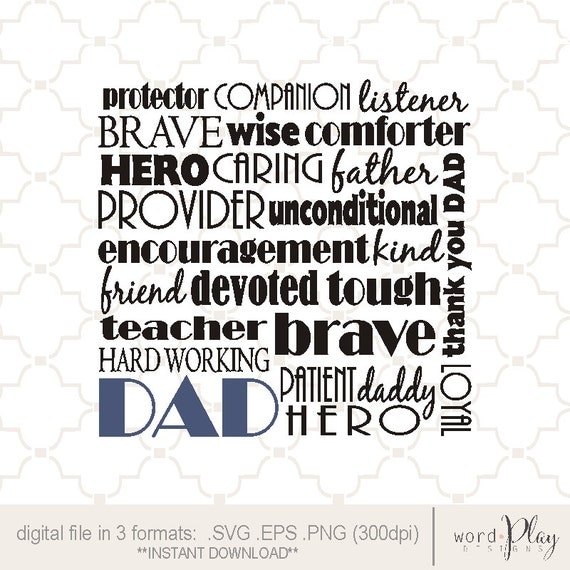Download SVG Dad word collage for father's day / digital design PNG