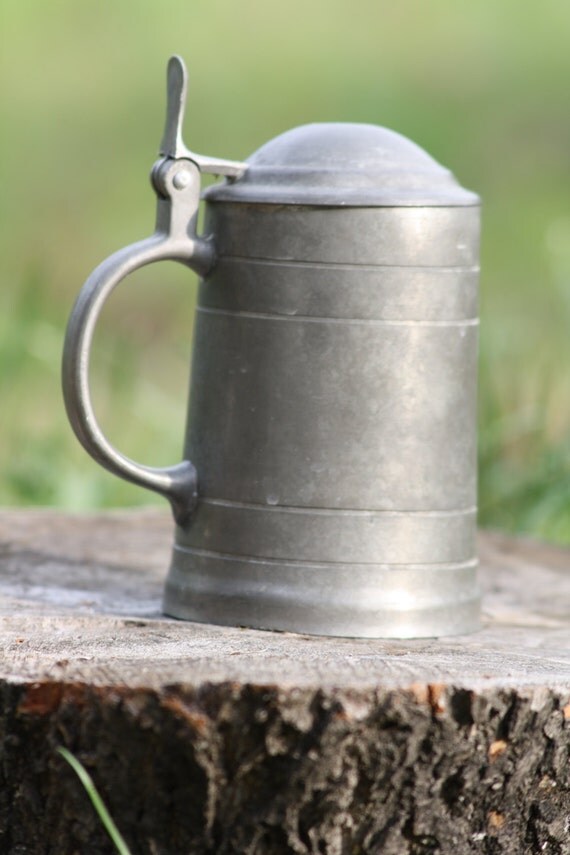 Tin Beer Mug Beer Stein Vintage Tin Mug Tin Jar 05 liter by Diamir