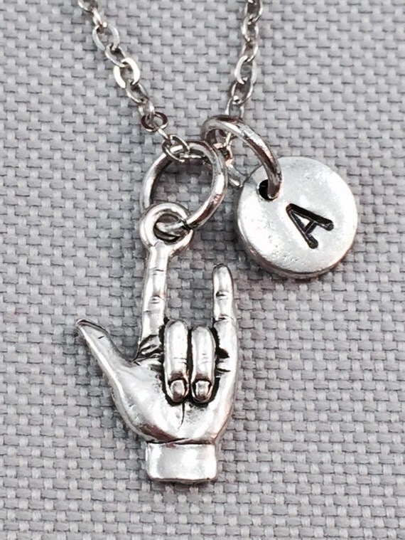 I love you necklace sign language necklace hand necklace