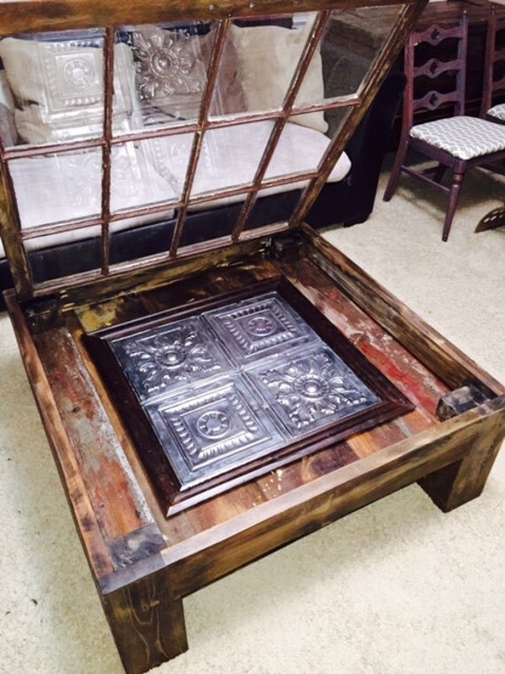 Barn Wood Window Shadow Box Coffee Table by LogsLightsBarnWood
