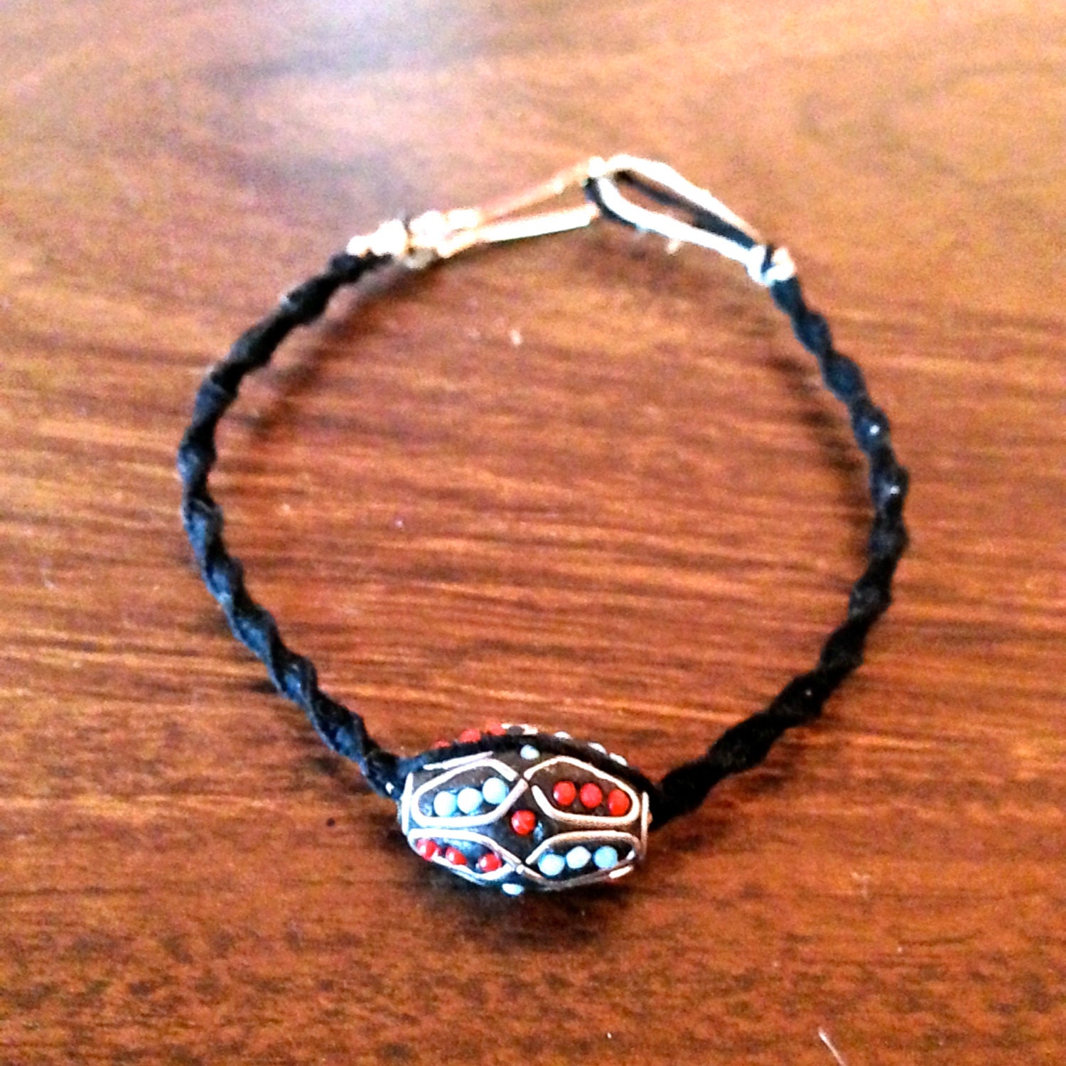 Spiral Anklet with Clay Bead