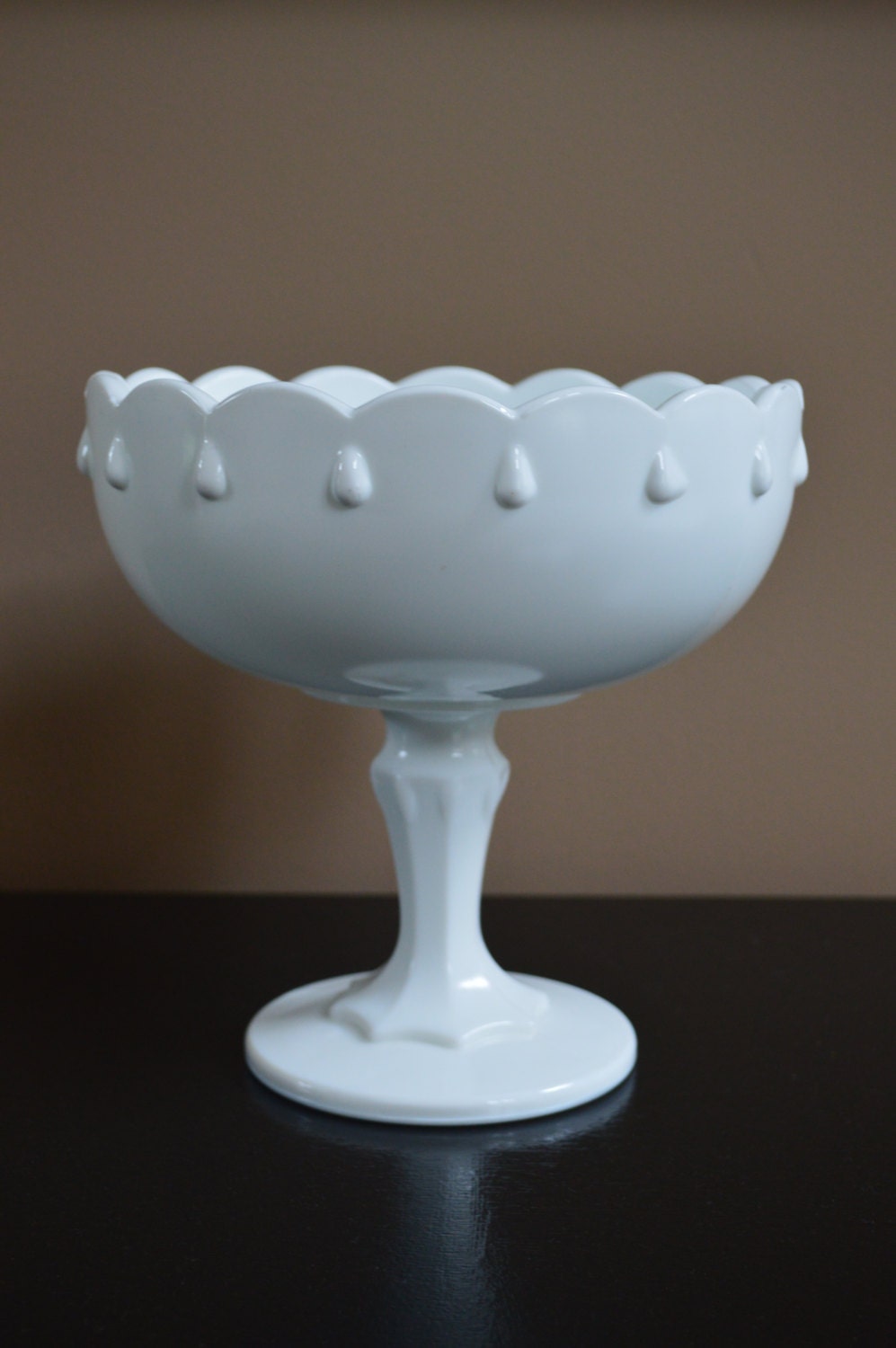 Vintage Indiana Glass Teardrop Compote Milk Glass / Milk