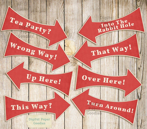 Alice in wonderland party signs PRINTABLE signs for Alice