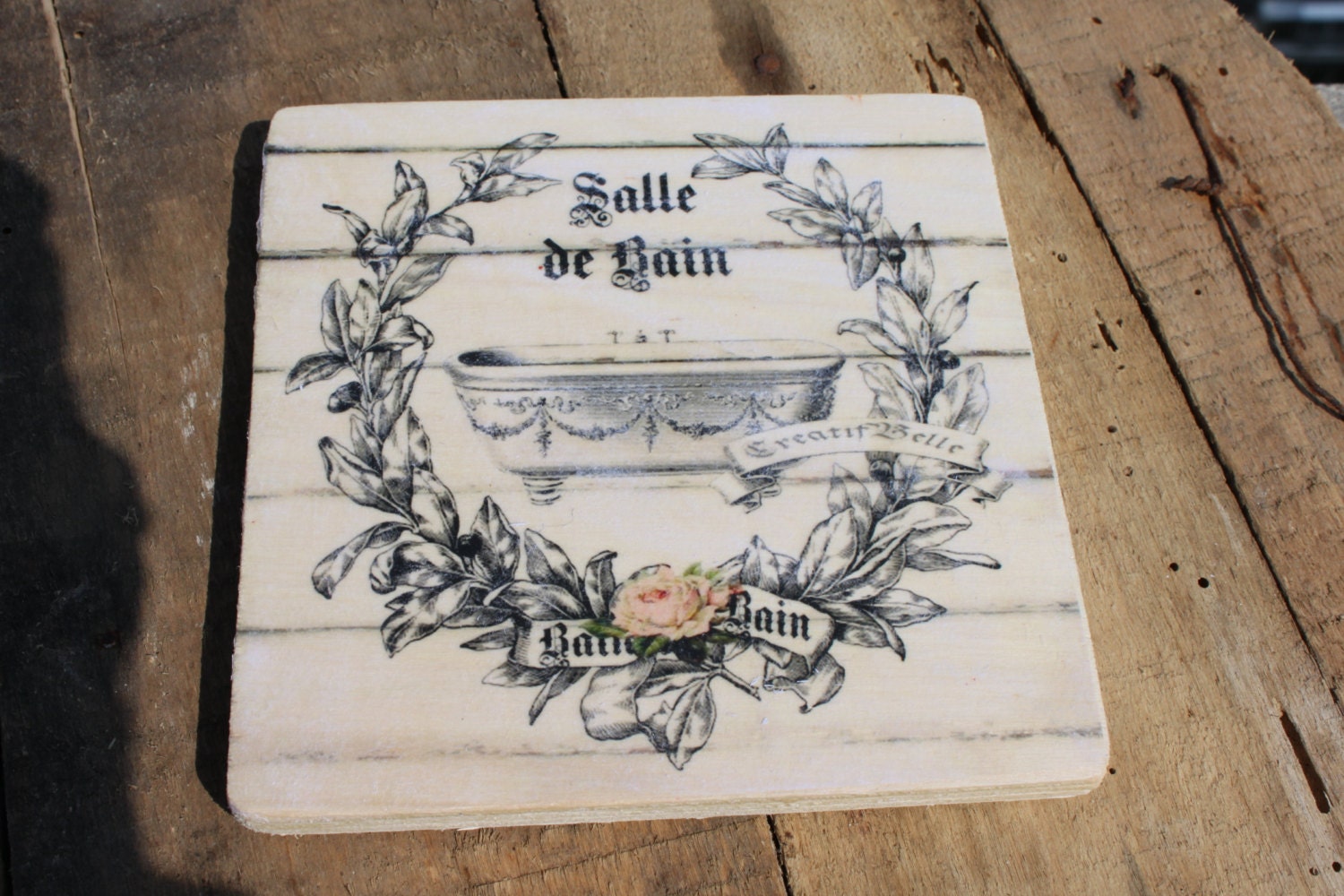 Tag legno fuori porta bagno shabby chic di italianisastyle su etsy