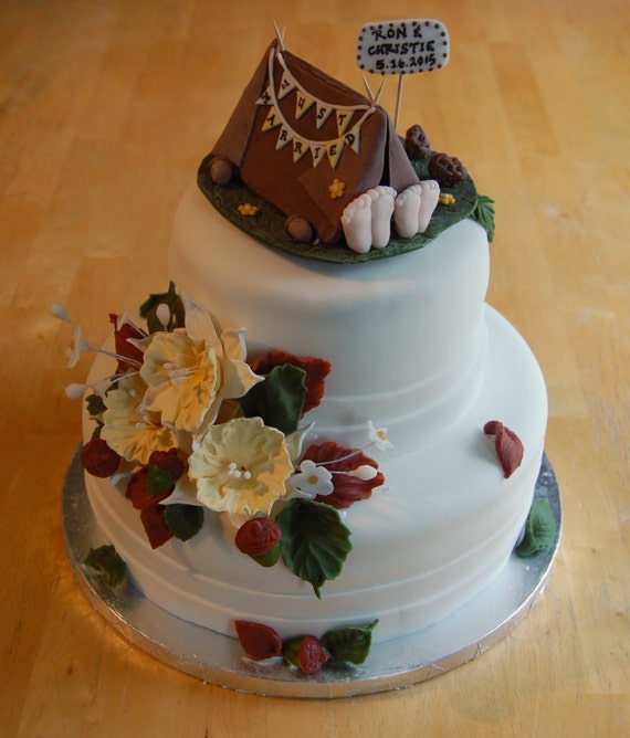 Fondant Camping Tent Wedding Cake Topper