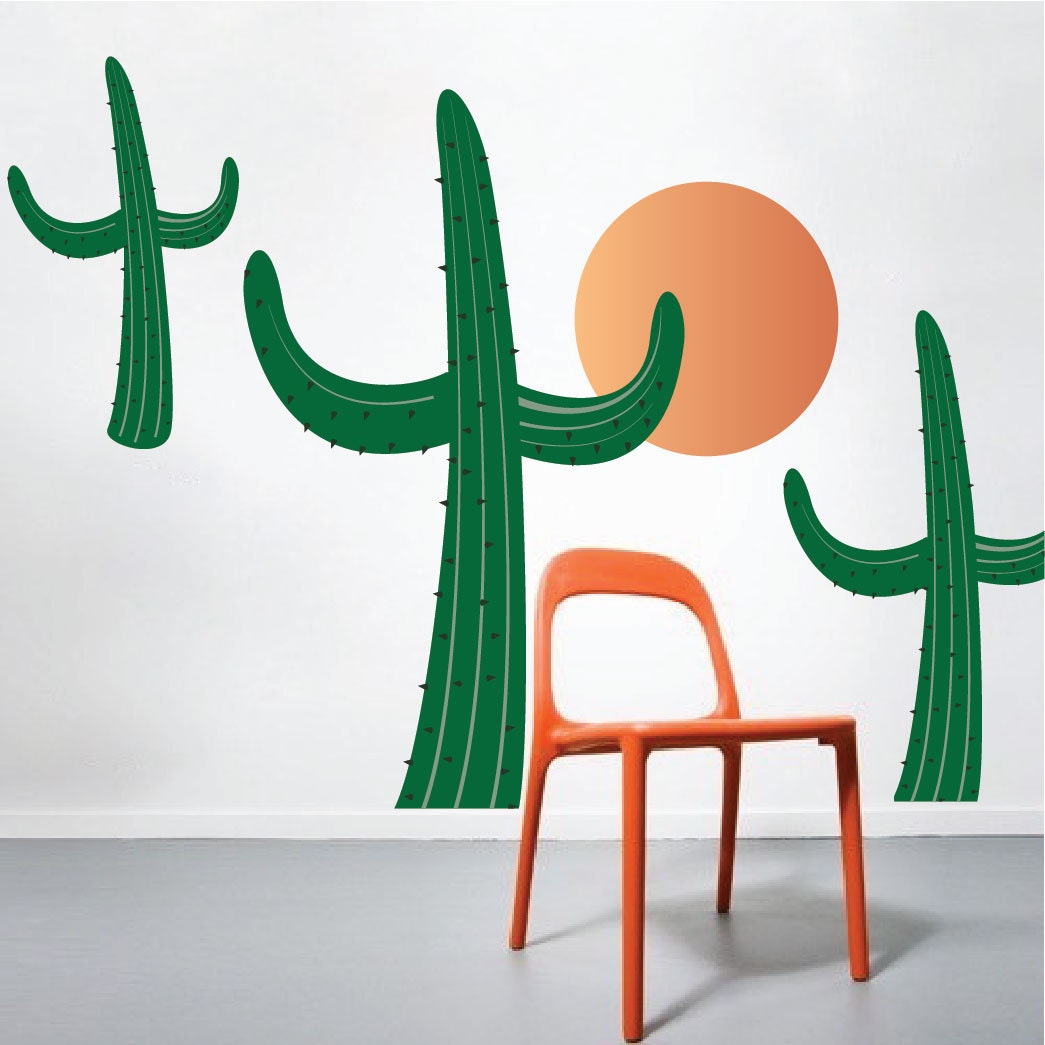 Cactus Wall Decal Cactus Wall Art Desert Scene Wall Mural