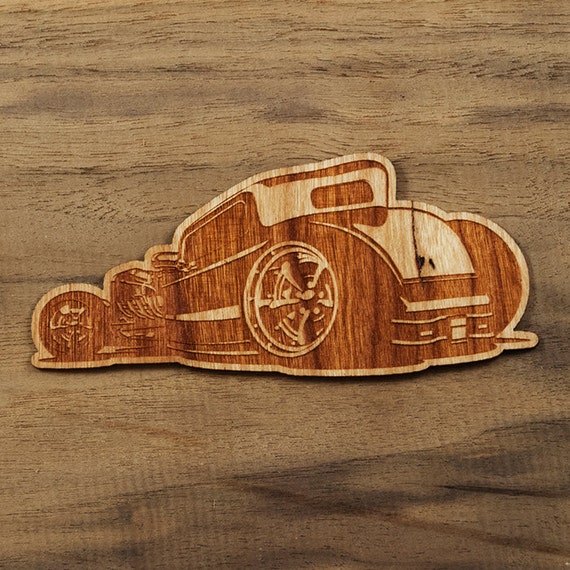 Hot Rod Real Wood Veneer Sticker by DustCityDesigns on Etsy