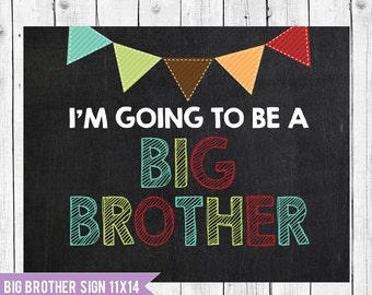 Big brother sign // pregnancy announcement // Im going to be a big brother chalkboard // Woodland Colors // Promoted to big brother sign