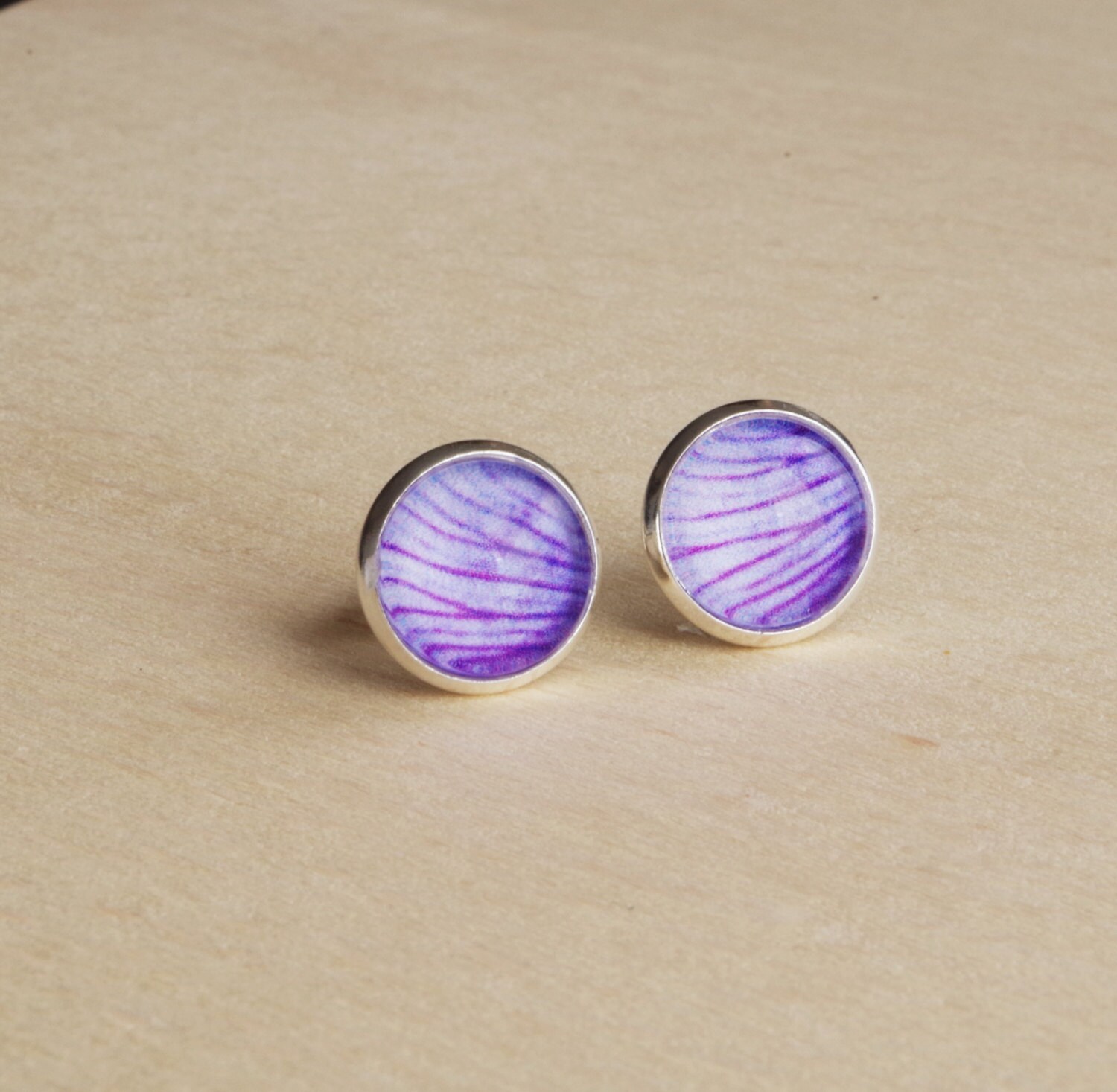 Purple Stud Earrings Purple Petal jewelry Tiny Earrings Rustic