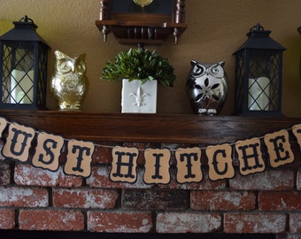 Just Hitched Banner--Wedding Banner/Decor/Photo Prop