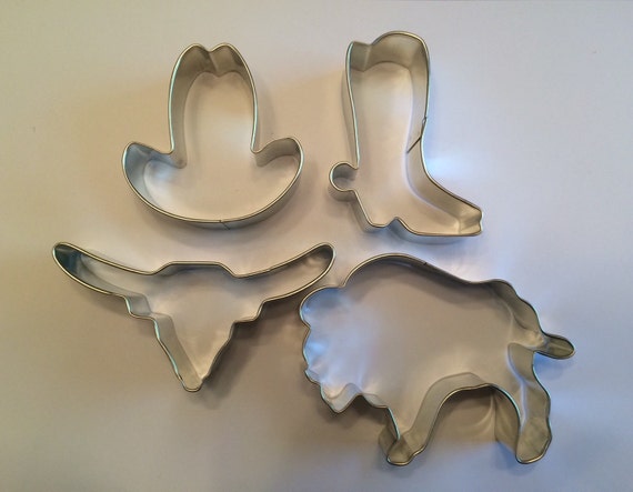 Set of 4 cowboy cowgirl theme cookie cutters baking supply