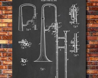 Slide Trombone Patent Print Art 1902