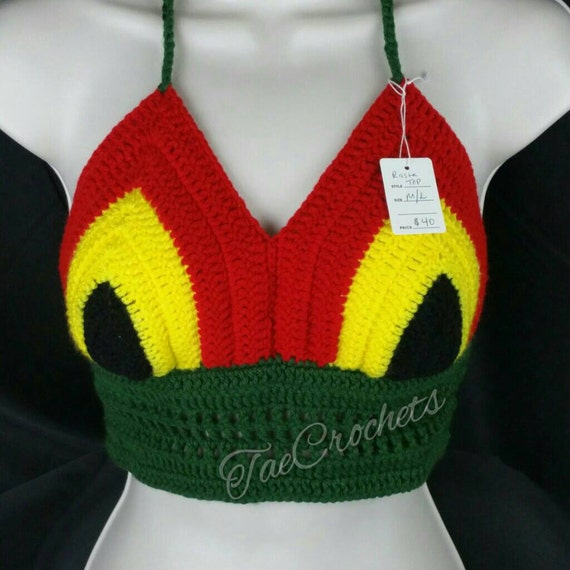 Super Sale Rasta Crochet Top Jamaican Crochet Top Medium