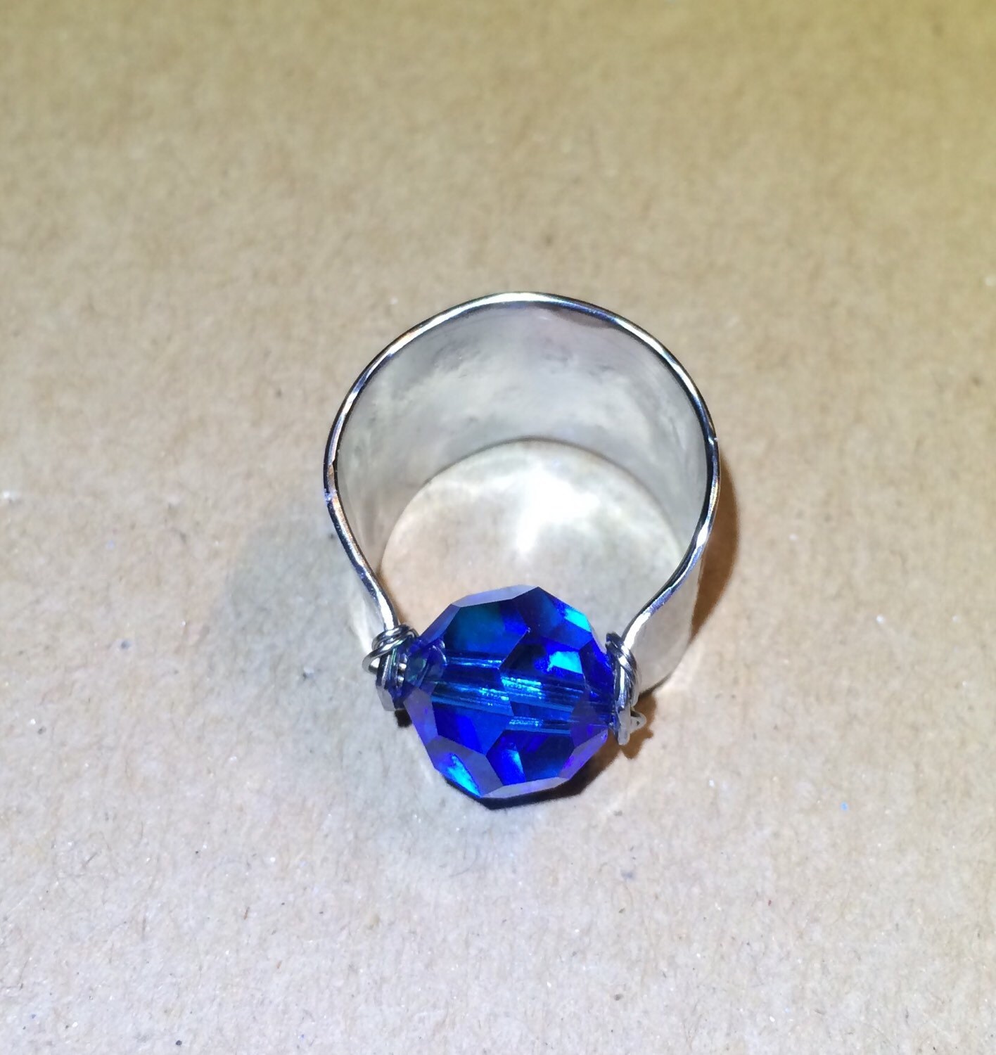 Stethoscope ID Ring Custom & Handmade with a Sapphire Blue