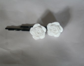 White rose flower bobby pins-bobby pins-flower bobby pins-rose bobby pins