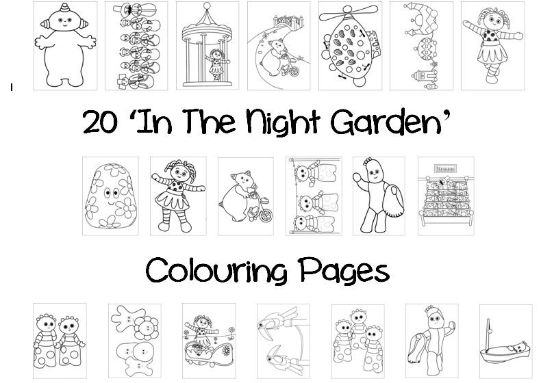 In The NIGHT GARDEN - Colouring Book Pack - 20 x A4 Sheets ! (Rainy Day ...