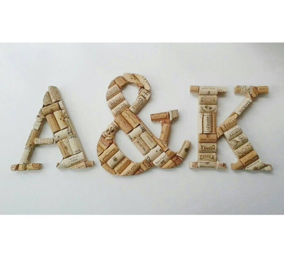 3 wine cork letters monogram letters wine cork by JnJStudios