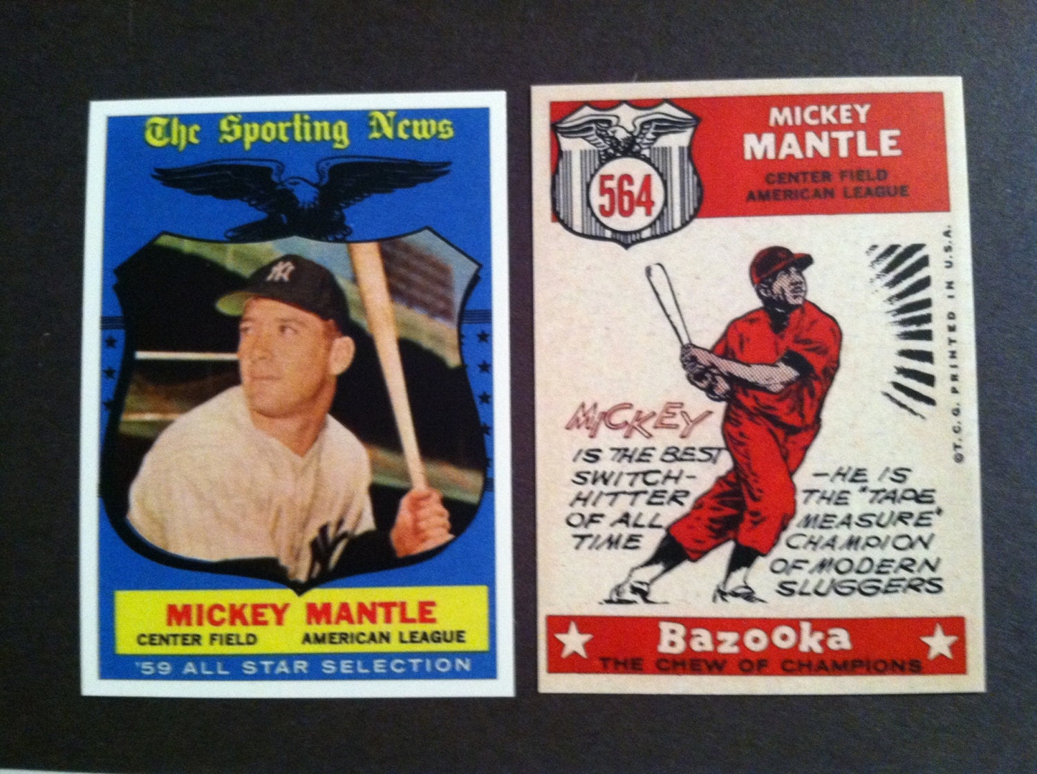 1958 Topps 564 Mickey Mantle All Star Reprint By SupremeCards