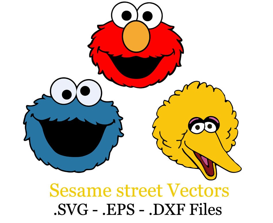 Big Bird Cookie monster Elmo. Sesame street Set vector