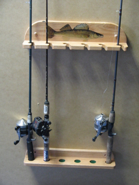 Mini 3 Pole Wall Mount Fishing Pole Rack