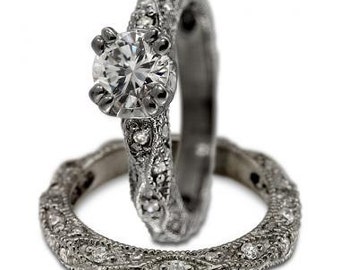 Diamond Engagement Ring In White Gold With A Victorian Ring Design And Milgrain