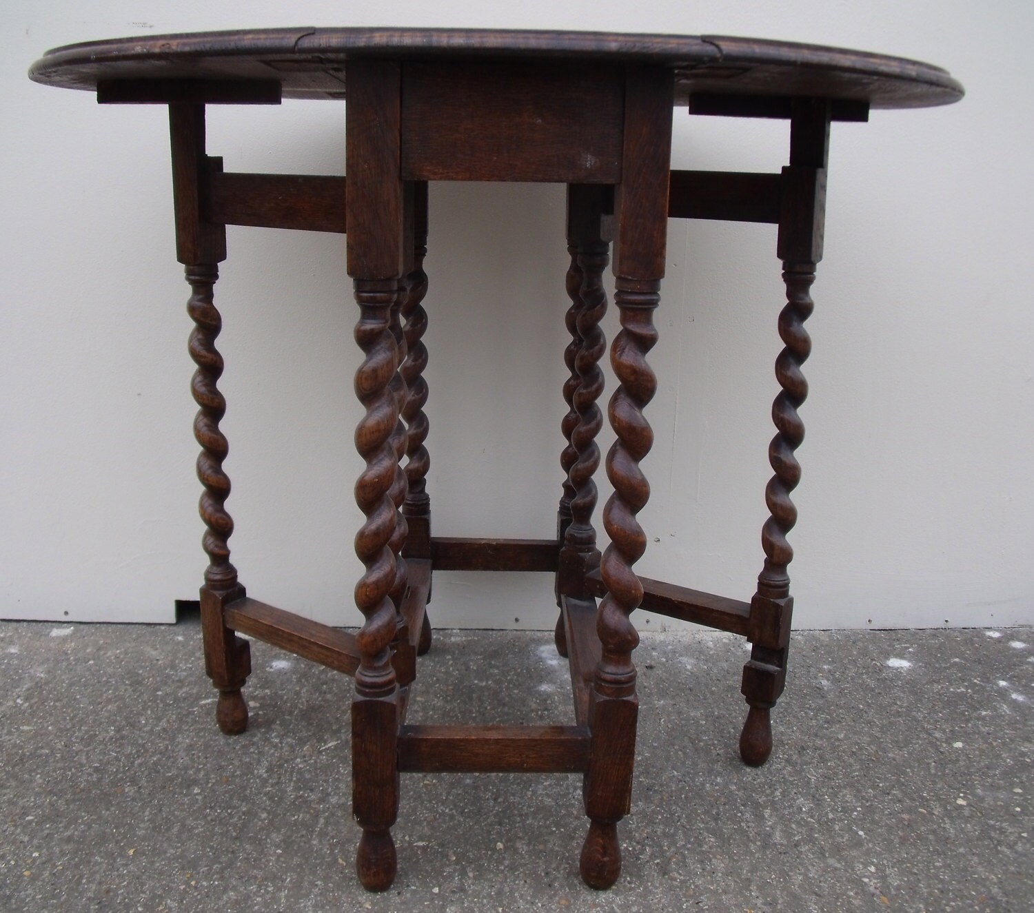Solid Oak Side Table with Barley Twist Legs Haute Juice