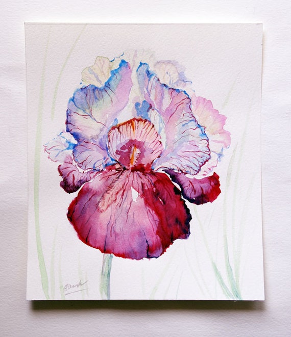 Original Flower Painting, Iris painting, Watercolor iris painting ...