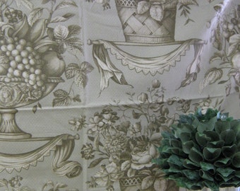 Robert Allen Taupe on Greyish Green Print Fabric