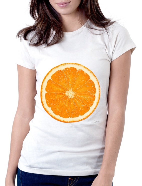 juicy orange T-shirt print fruit t shirts style by StyleTShirt